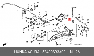 Рычаг независимой подвески колеса, подвеска колеса 52400SR3A00 HONDA
