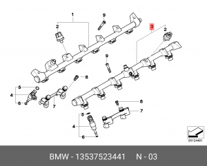 Распределительный трубопровод, топливо 13 53 7 523 441 BMW
