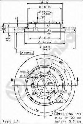 Тормозной диск 09.5252.10 BREMBO