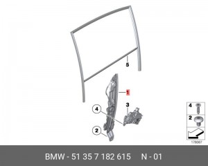 Стеклоподъемник 51 35 7 182 615 BMW