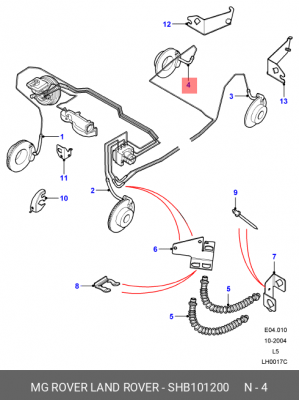 Тормозной шланг SHB101200 MG ROVER LAND ROVER