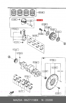 Поршень ДВС B6Z7-11-SBX MAZDA