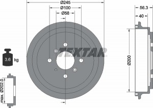 Тормозной барабан 94026300 TEXTAR