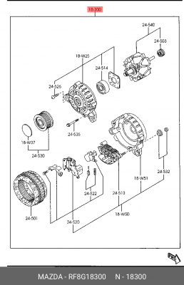 Генератор RF8G18300 MAZDA