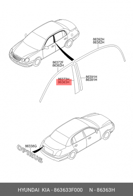 Молдинг двери 863633F000 HYUNDAI KIA