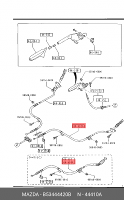 Трос, стояночная тормозная система B53444420B MAZDA