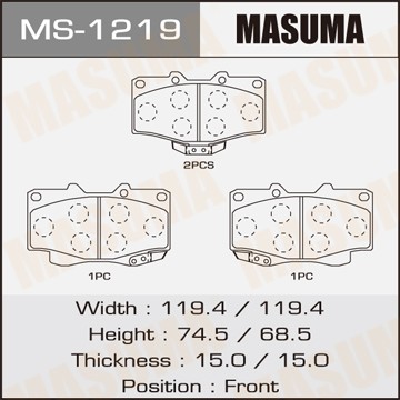 Колодки тормозные дисковые MS1219 MASUMA