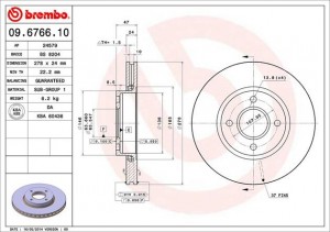 Тормозной диск 09.6766.10 BREMBO