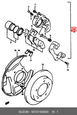 Суппорт тормозной 55101-56B30 SUZUKI
