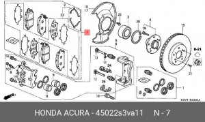 Колодки тормозные дисковые 45022S3VA11 HONDA
