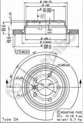 Тормозной диск 09.6841.14 BREMBO