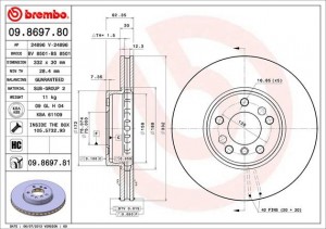 Тормозной диск 09.8697.80 BREMBO