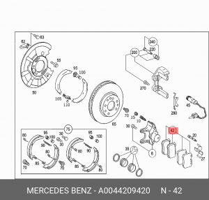 Колодки тормозные дисковые A0044209420 MERCEDES BENZ