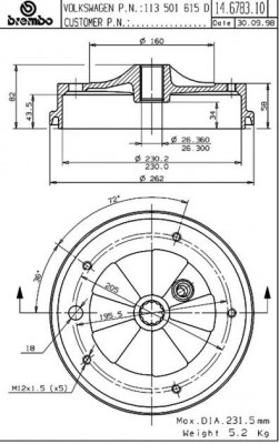 Тормозной барабан 14.6783.10 BREMBO