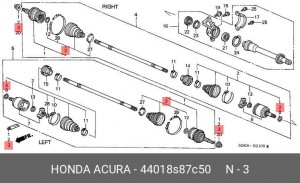 Комплект пылника, приводной вал 44018S87C50 HONDA