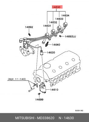 Провода высоковольтные системы зажигания (комплект) MD338620 MITSUBISHI