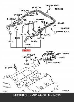Провода высоковольтные системы зажигания (комплект) MD194488 MITSUBISHI