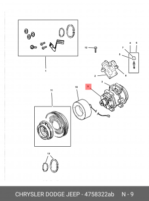 Компрессор, кондиционер 4758322AB CHRYSLER