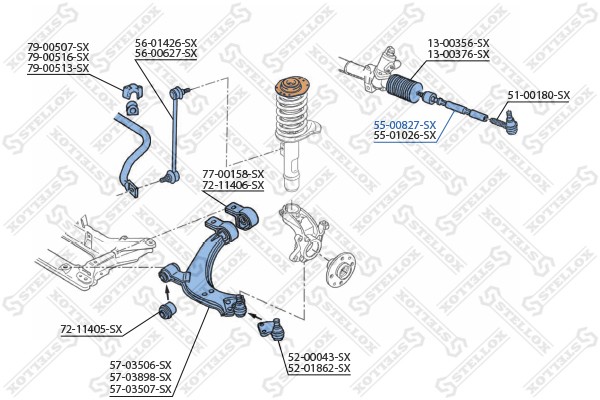 Тяга рулевая 55-00827-SX STELLOX