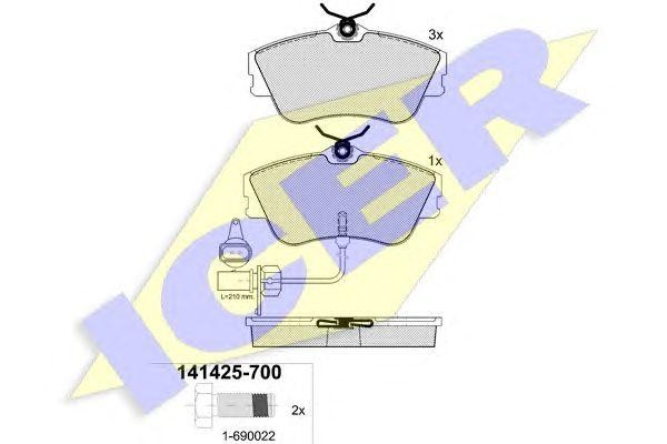 Комплект тормозных колодок, диско 141425-700 ICER