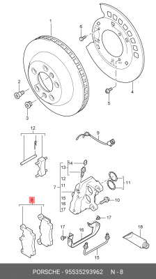 Комплект тормозных колодок, диско 95535293962 PORSCHE