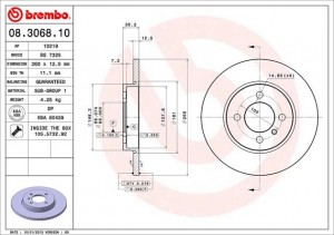 Тормозной диск 08.3068.10 BREMBO