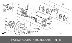 Колодки тормозные дисковые 43022SZAA00 HONDA
