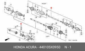Шарнирный комплект, приводной вал 44010SX0950 HONDA