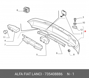 Бампер задний 735408886 ALFA FIAT LANCIA