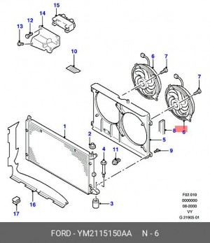 Вентилятор, охлаждение двигателя YM2115150AA FORD
