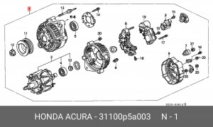 Генератор 31100P5A003 HONDA