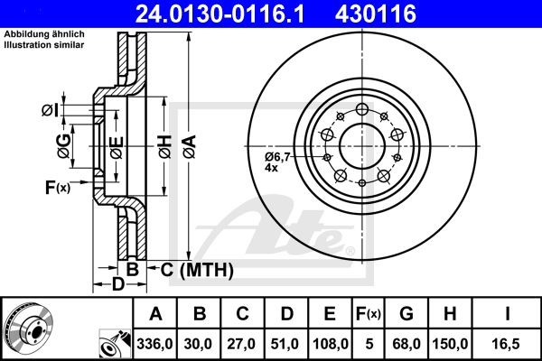 Тормозной диск 24.0130-0116.1 ATE