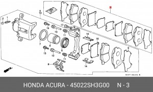 Комплект тормозных колодок, диско 45022-SH3-G00 HONDA