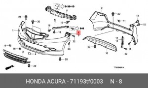 Кронштейн крепления бампера 71193TF0003 HONDA