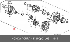 Генератор 31100P01G03 HONDA