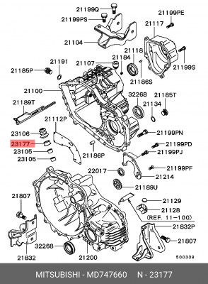 Уплотняющее кольцо, ступенчатая коробка передач MD747660 MITSUBISHI