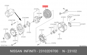 Статор, генератор 23102-D9700 NISSAN