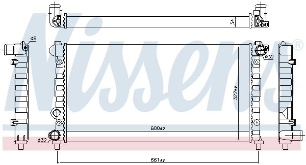 Радиатор, охлаждение двигател 64001 NISSENS
