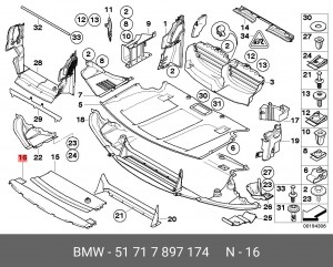 Воздуховод отопителя, кондиционирования салона 51 71 7 897 174 BMW