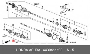 Приводной вал 44306SELT00 HONDA