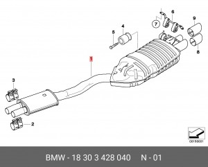 Глушитель - задняя часть системы ОГ 18 30 3 428 040 BMW