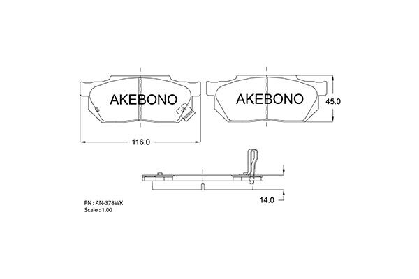 Колодки тормозные дисковые AN378WK AKEBONO