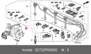 Ккомплект проводов зажигания 32722P03000 HONDA