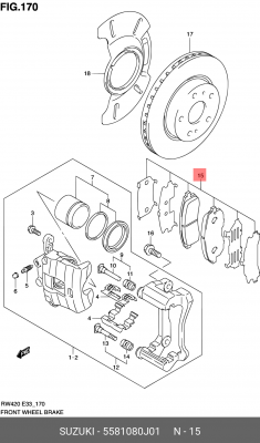 Колодки тормозные дисковые 55810-80J01 SUZUKI