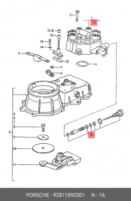 Ремкомплект, распределитель зажигания 92811092001 PORSCHE