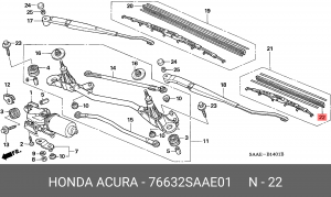 Резинка стеклоочистителя 76632SAAE01 HONDA