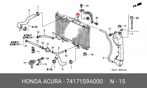 Кронштейн крепления радиатора охлаждения ДВС 74171S9A000 HONDA