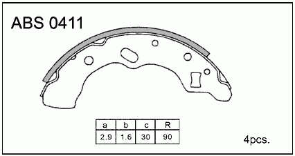Колодки тормозные барабанные ABS0411 ALLIED NIPPON