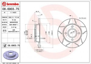 Тормозной диск 08.6903.75 BREMBO