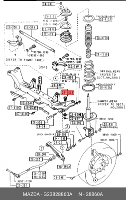 Кронштейн крепления подрамника G23828860A MAZDA